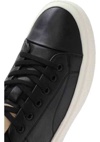 Erkek Siyah Bağcıklı Deri Sneaker 25SFD692718