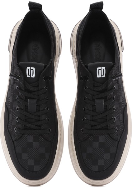 Erkek Siyah Bağcıklı Desenli Kumaş Sneaker 25sfd69326f