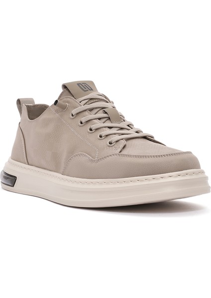 Erkek Bej Bağcıklı Desenli Kumaş Sneaker 25sfd69326f