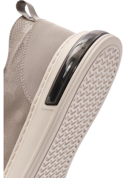 Erkek Bej Bağcıklı Desenli Kumaş Sneaker 25sfd69326f