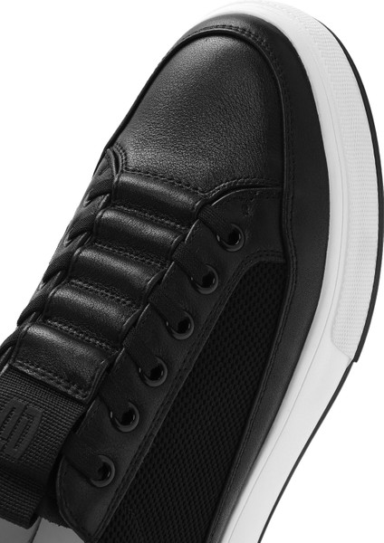 Erkek Siyah Bağcıklı Deri Sneaker 25SFD693414