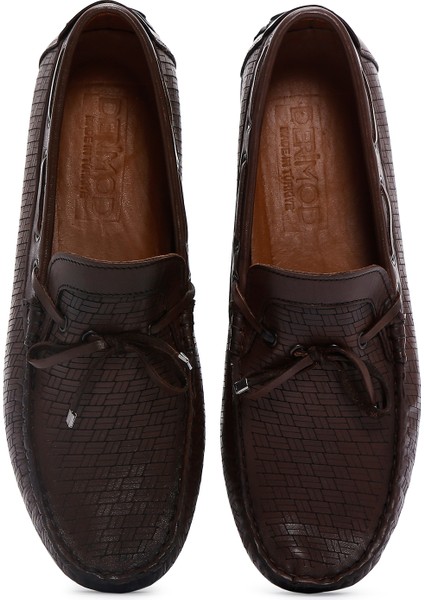 Erkek Kahverengi Deri Casual Loafer 25SFD754726