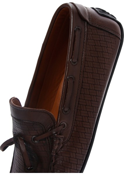 Erkek Kahverengi Deri Casual Loafer 25SFD754726