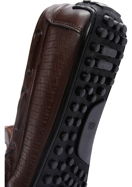 Erkek Kahverengi Deri Casual Loafer 25SFD754726