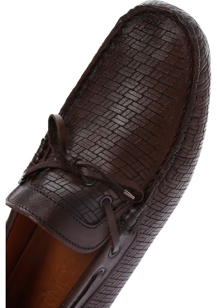 Erkek Kahverengi Deri Casual Loafer 25SFD754726