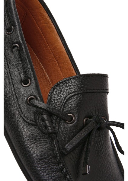 Erkek Siyah Deri Casual Loafer 25SFD7548FT
