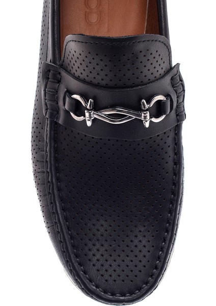 Erkek Siyah Deri Casual Loafer 25SFD7549DI