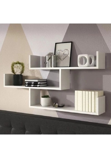 Şık 3'lü Beyaz Duvar Rafı, Modern ve Kullanışlı Dekorasyon Parçası