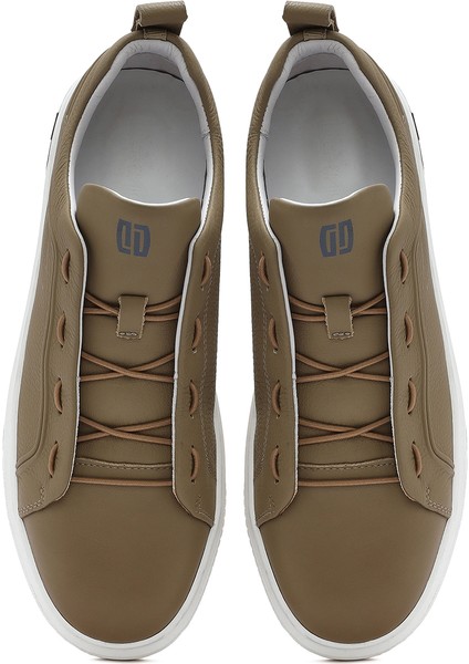 Erkek Bej Bağcıklı Deri Sneaker 25SFD691210