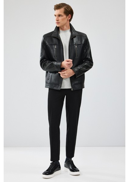 Hugo Erkek Siyah Regular Deri Ceket 24WGE65401M