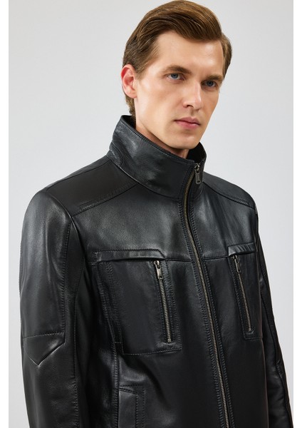 Hugo Erkek Siyah Regular Deri Ceket 24WGE65401M