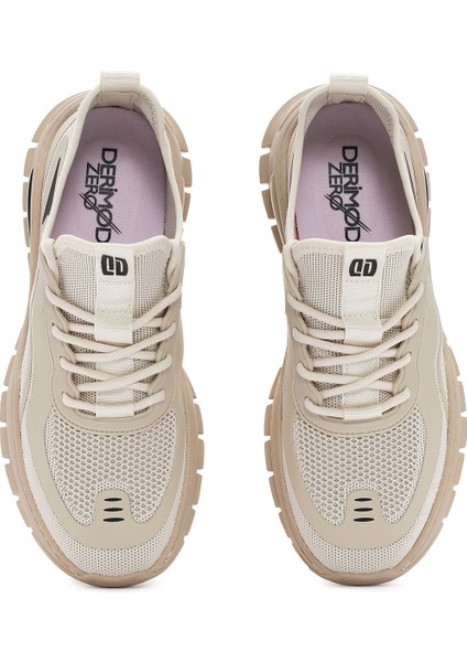 Zero Erkek Bej Bağcıklı Kumaş Sneaker 25SFD69156F