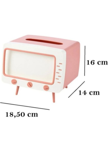 Kırmızı Retro Görünümde Peçete Kutusu ve Telefon Tutucu