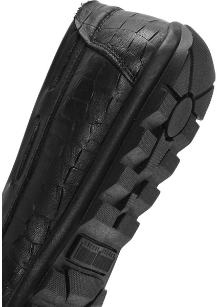 Erkek Siyah Kroko Desenli Deri Casual Loafer 25SFD7544E3