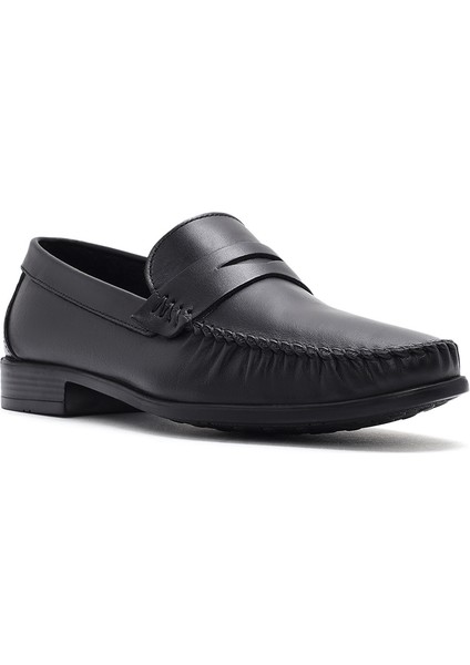 Erkek Siyah Deri Casual Loafer 25SFD754118