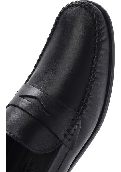 Erkek Siyah Deri Casual Loafer 25SFD754118