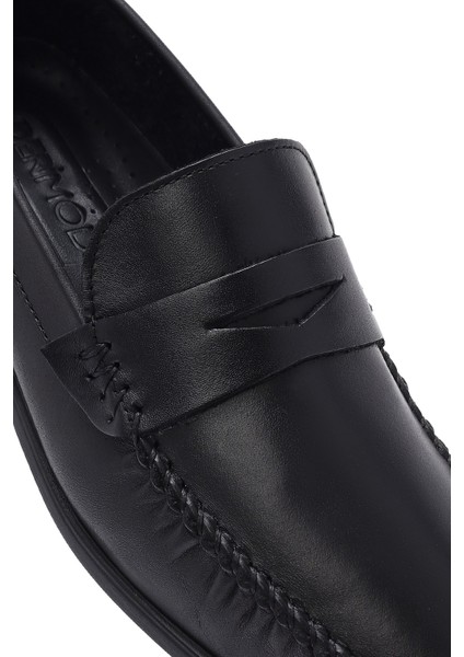 Erkek Siyah Deri Casual Loafer 25SFD754118