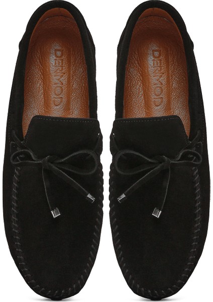 Erkek Siyah Süet Deri Casual Loafer 25SFD754310