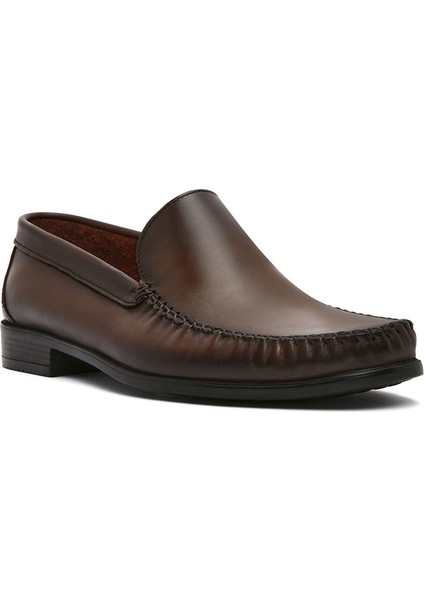 Erkek Kahverengi Deri Casual Loafer 25SFD754018