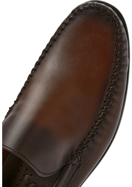 Erkek Kahverengi Deri Casual Loafer 25SFD754018