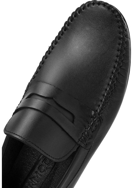 Erkek Siyah Deri Casual Loafer 25SFD755018