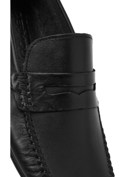 Erkek Siyah Deri Casual Loafer 25SFD755018
