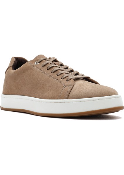 Erkek Bej Bağcıklı Nubuk Deri Sneaker 25SFD6601V3