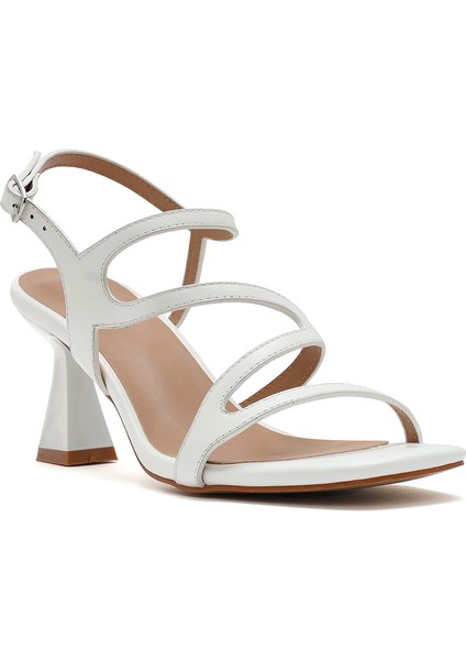 Kadın Beyaz Arkadan Bağlamalı Ince Topuklu Sandalet 25SFE466218