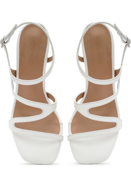 Kadın Beyaz Arkadan Bağlamalı Ince Topuklu Sandalet 25SFE466218
