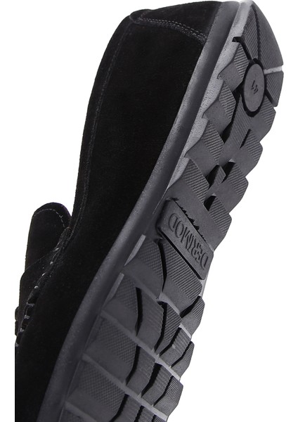 Erkek Siyah Püsküllü Süet Deri Casual Loafer 25SFD754610