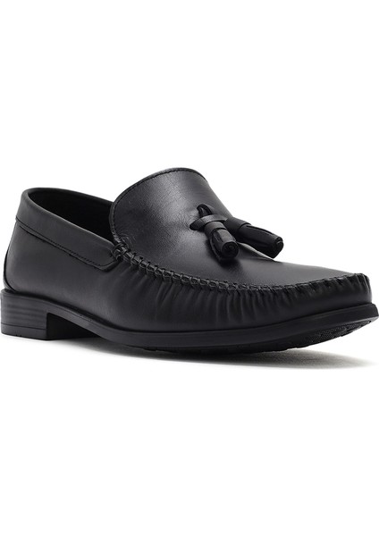 Erkek Siyah Püsküllü Deri Casual Loafer 25SFD754218