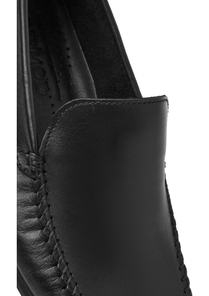 Erkek Siyah Deri Casual Loafer 25SFD754018