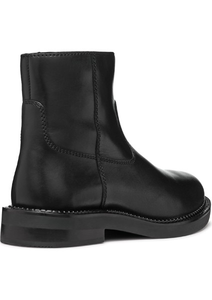 Kadın Siyah Serilda Fermuarlı Deri Bot D46WYB00043C9999