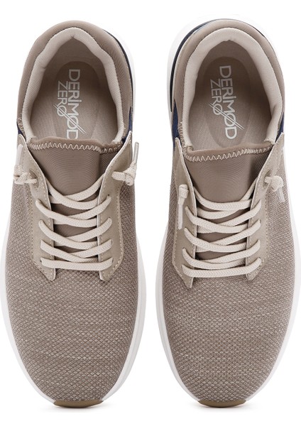 Zero Erkek Bej Bağcıklı Kalın Tabanlı Kumaş Sneaker 25SFD69136F