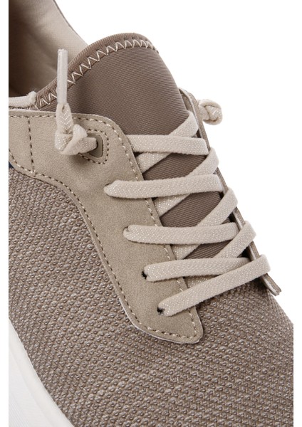 Zero Erkek Bej Bağcıklı Kalın Tabanlı Kumaş Sneaker 25SFD69136F