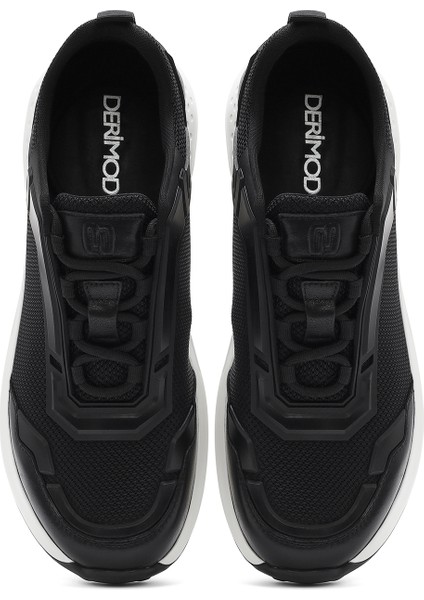 Erkek Siyah Bağcıklı Kalın Tabanlı Sneaker 25SFD69516F