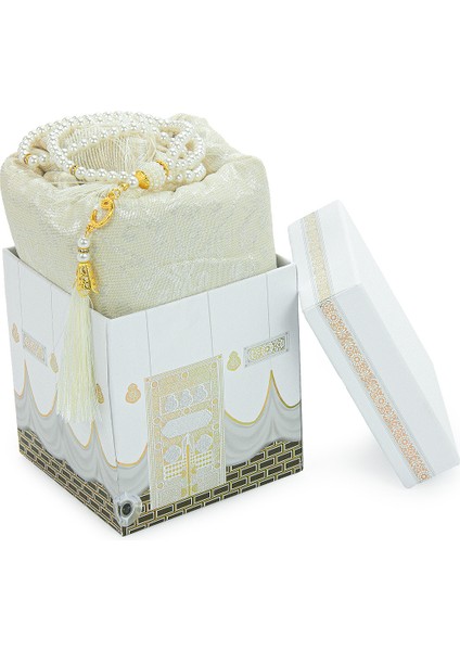 Kabe Desenli Özel Kutulu Iğne Oyalı Dantelli Eşarp Tesbih Mevlüt Seti Beyaz indirimleri