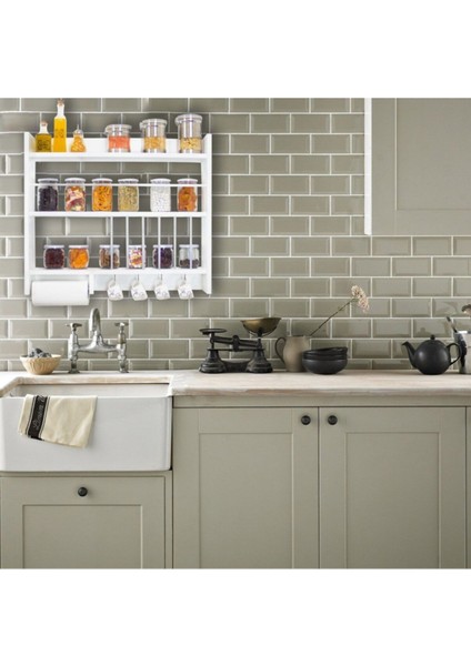 Beyaz Ahşap Duvara Monte Terek Rafı, Şık ve Kullanışlı Baharatlık Dolabı