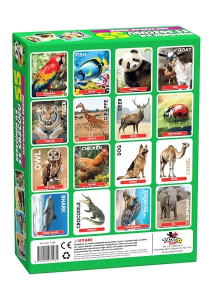 Bebeğimin Ilk 55 Sözcüğü Hayvanlar Serisi Ingilizce ve Türkçe (28 Adet Kart) fiyatları