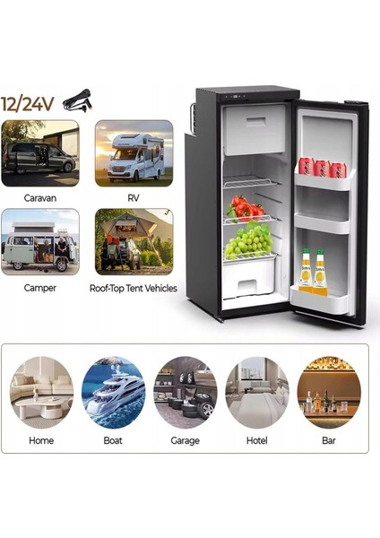 CR90 12/24 V Dc 220 90 Litre Uyumlu Araç Tekne Karavan Marin Için Mini Bar Buzdolabı ZH35G Kompresör fiyatları