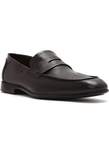 Erkek Kahverengi Deri Casual Loafer 25SFD751118
