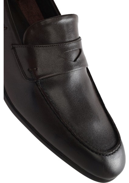 Erkek Kahverengi Deri Casual Loafer 25SFD751118