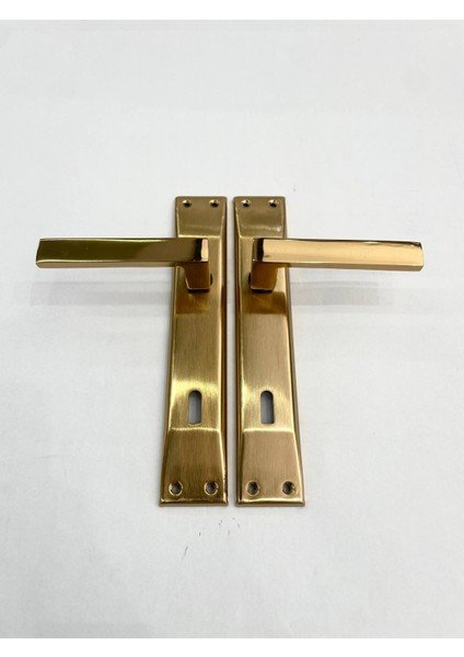 Aynalı Tam Alüminyum Oda Kapı Kolu - 1 Takım - No: 2