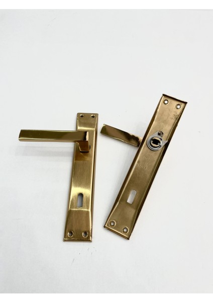 Aynalı Tam Alüminyum Oda Kapı Kolu - 1 Takım - No: 2 fiyatları