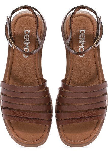 Kadın Kahverengi Bilekten Bağlamalı Deri Bodrum Sandalet 25SFD333318