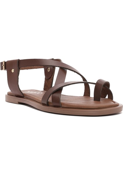 Kadın Kahverengi Parmak Arası Deri Bodrum Sandalet 25SFD333818