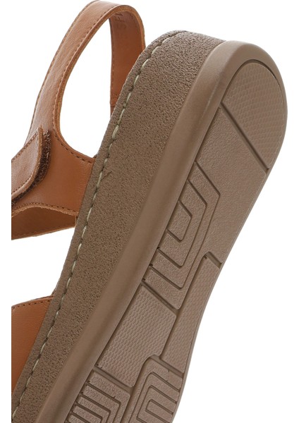 Kadın Taba Kalın Tabanlı Deri Comfort Sandalet 25SFD321618