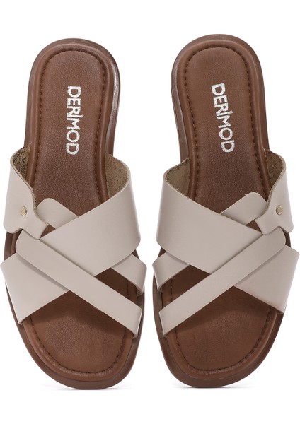 Kadın Krem Deri Terlik 25SFD332918