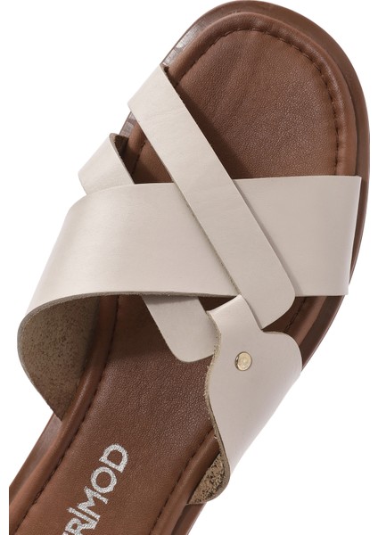 Kadın Krem Deri Terlik 25SFD332918