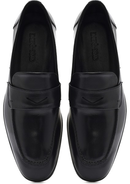 Erkek Siyah Deri Casual Loafer 25SFD751118